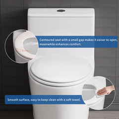 FBJ Elongated Wood Toilet Seat in White, Oval Wooden Toilet Seat, Adjustable & Easy to Clean-W8001