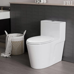 FBJ Elongated Wood Toilet Seat in White, Oval Wooden Toilet Seat, Adjustable & Easy to Clean-W8001