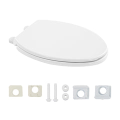 FBJ Oval Plastic Toilet Seat Soft Close in White, No Slam & Easy to Clean-I1201S
