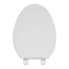FBJ Oval Plastic Toilet Seat Soft Close in White, No Slam & Easy to Clean-I1201S