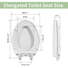 FBJ Oval Plastic Toilet Seat Soft Close in White, No Slam & Easy to Clean-I1201S