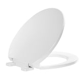 FBJ Round Plastic Toilet Seat Soft Close No Slam, White-I1200S