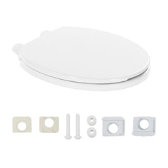 FBJ Round Plastic Toilet Seat Soft Close No Slam, White-I1200S
