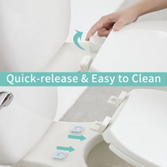 FBJ Round Plastic Toilet Seat Soft Close No Slam, White-I1200S