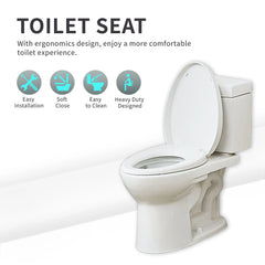 FBJ 400 Pound Slow Close Heavy Duty Oval Plastic Toilet Seat in White No Slam