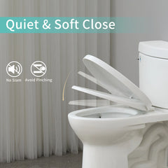 FBJ 400 Pound Slow Close Heavy Duty Oval Plastic Toilet Seat in White No Slam