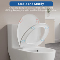 FBJ Round Plastic Toilet Seat in White, Easy to Install-NS6-R