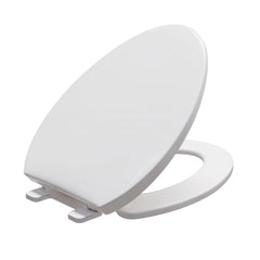 FBJ Round Plastic Toilet Seat in White, Easy to Install-NS7-E