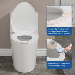 FBJ Round Plastic Toilet Seat in White, Easy to Install-NS7-E
