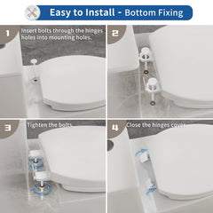 FBJ Round Plastic Toilet Seat in White, Easy to Install-NS7-E