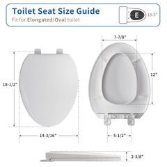 FBJ Round Plastic Toilet Seat in White, Easy to Install-NS7-E