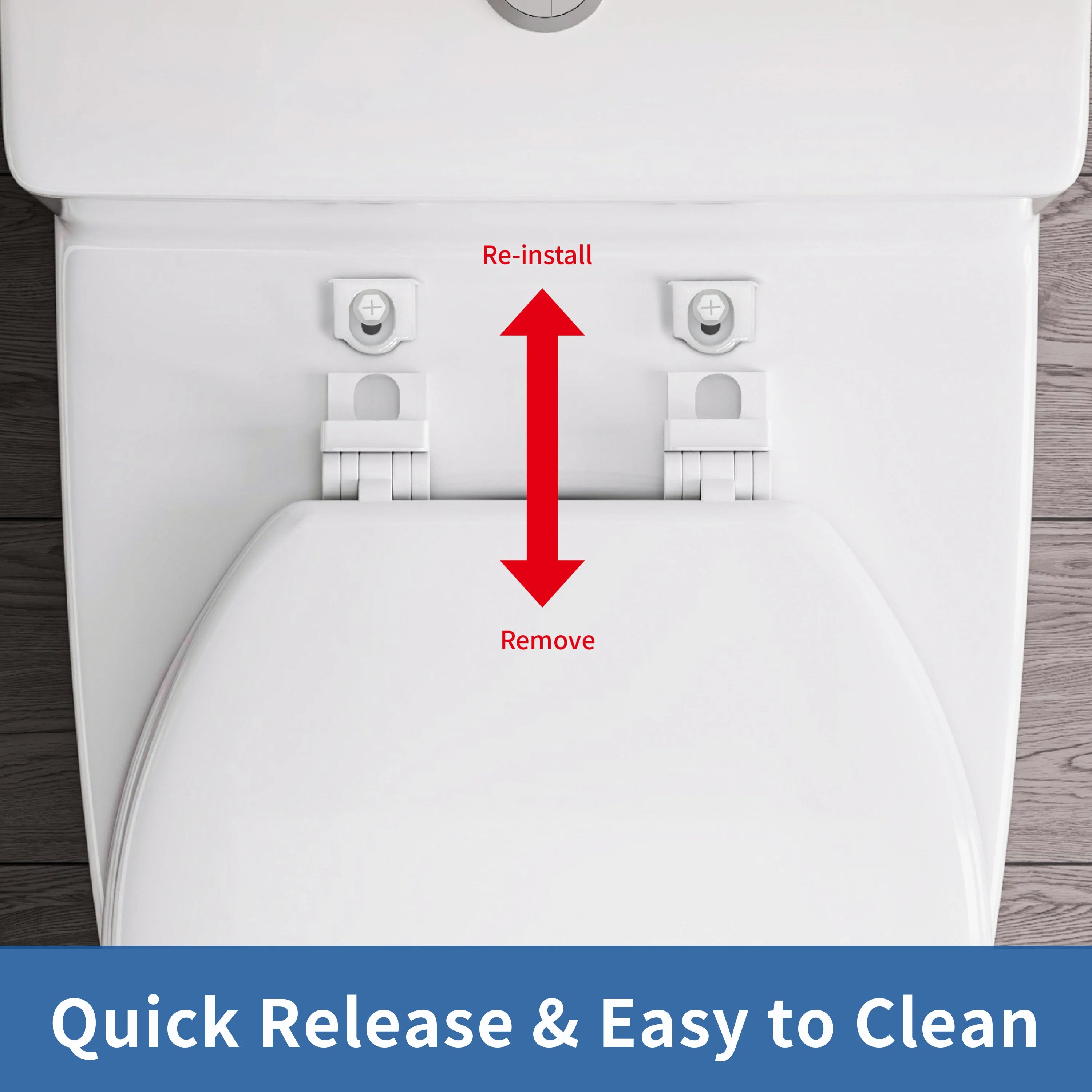FBJ Elongated Wood Toilet Seat in White, Oval Wooden Toilet Seat, Adjustable & Easy to Clean-W8001
