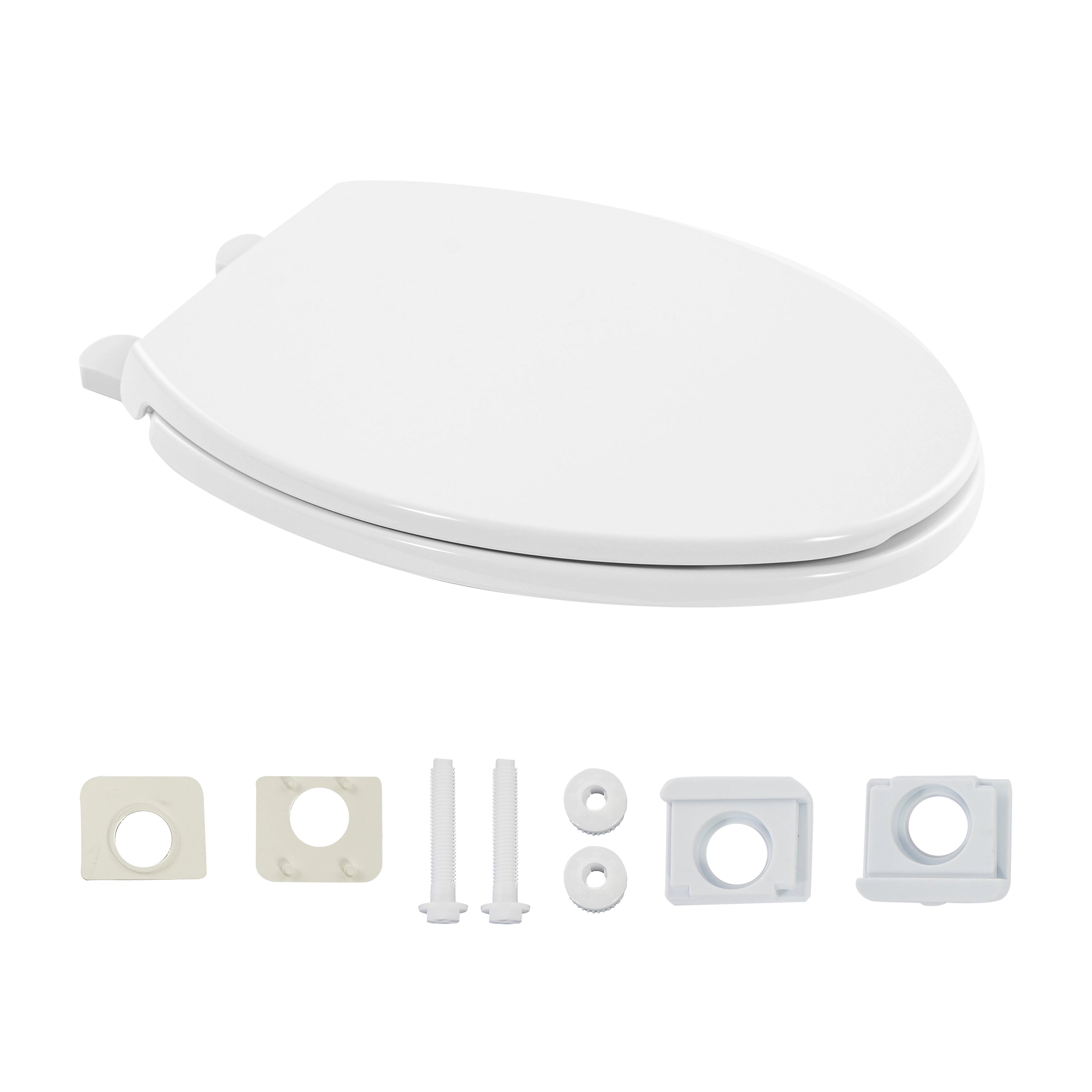 FBJ Oval Plastic Toilet Seat Soft Close in White, No Slam & Easy to Clean-I1201S