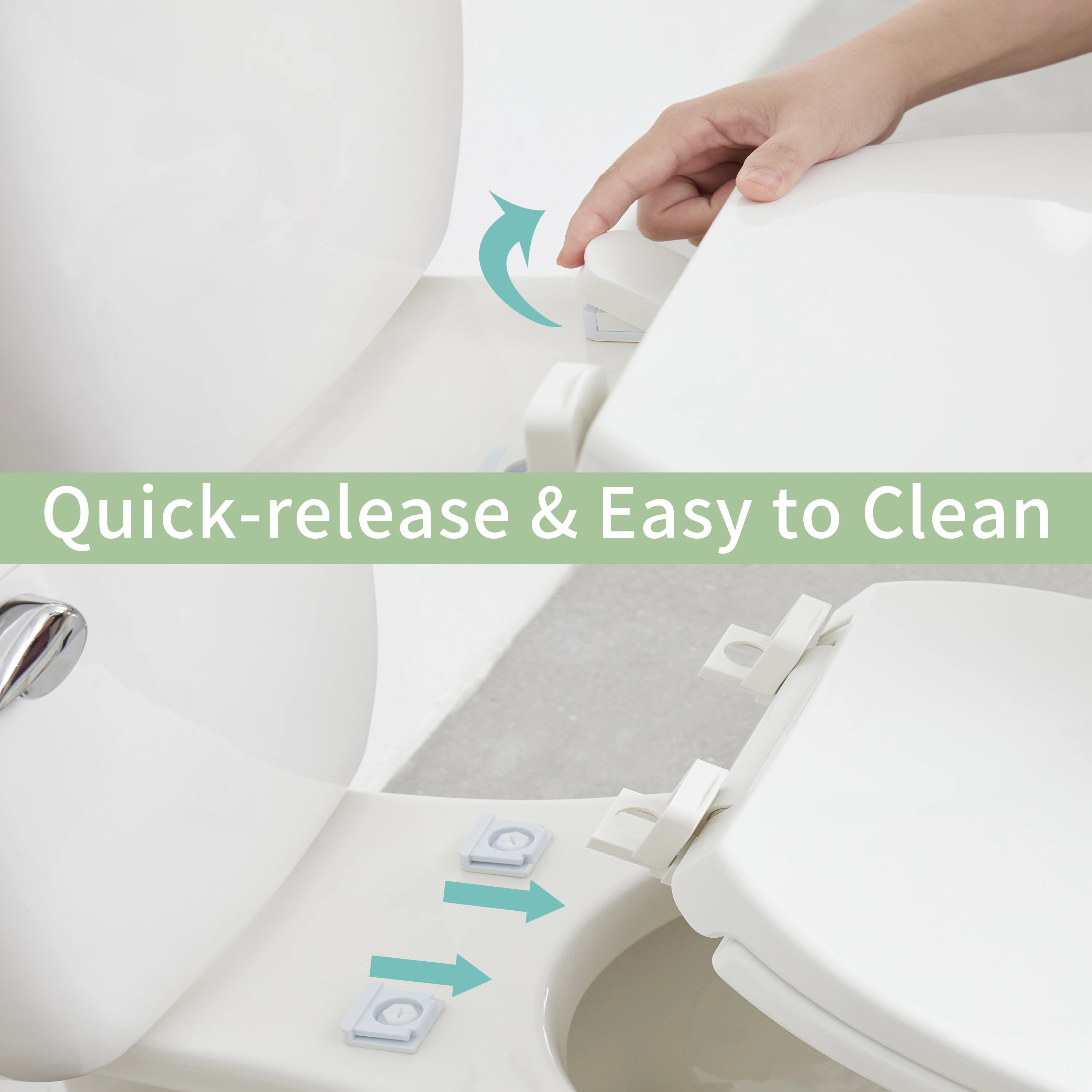 FBJ Oval Plastic Toilet Seat Soft Close in White, No Slam & Easy to Clean-I1201S