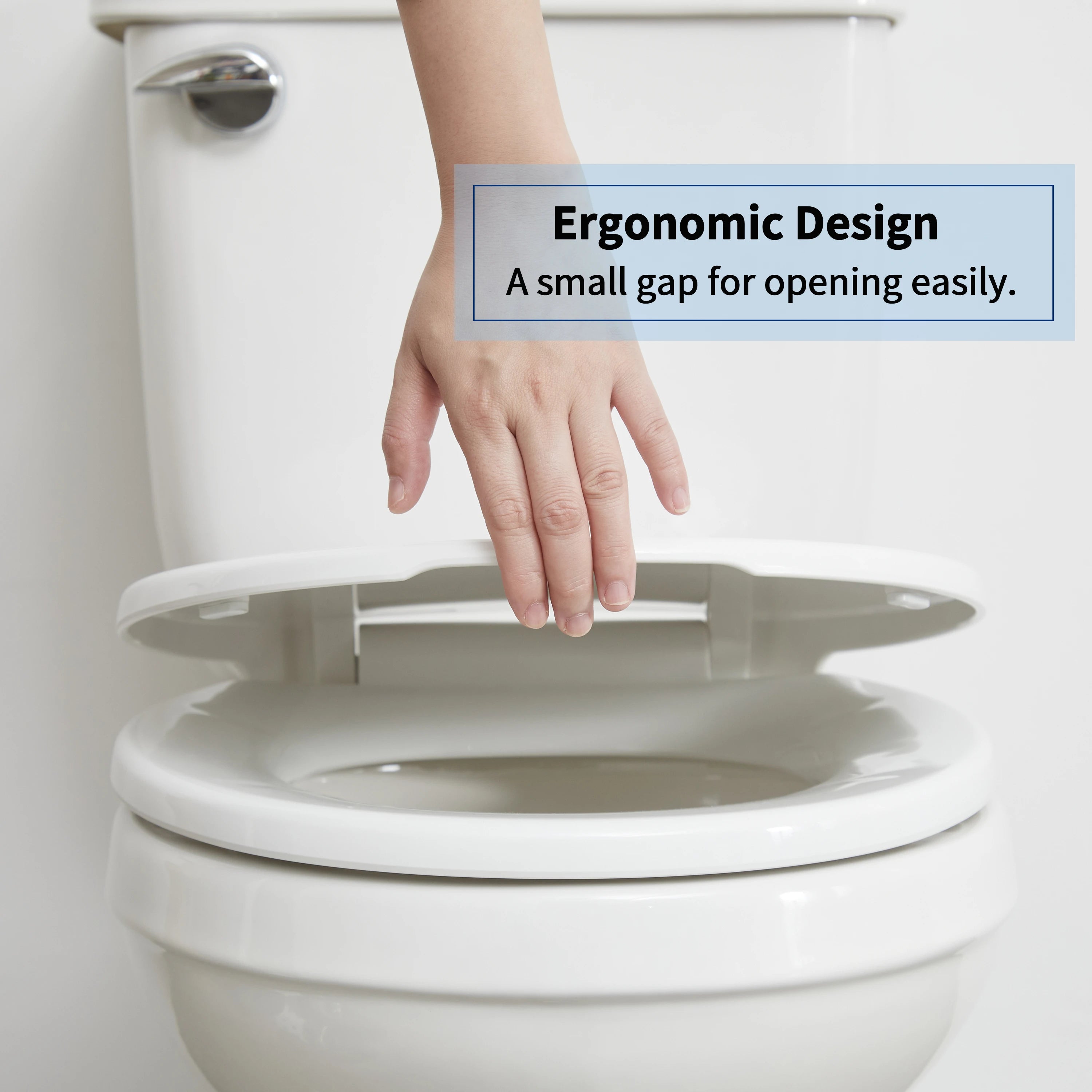 FBJ Oval Plastic Toilet Seat Soft Close in White, No Slam & Easy to Clean-I1201S