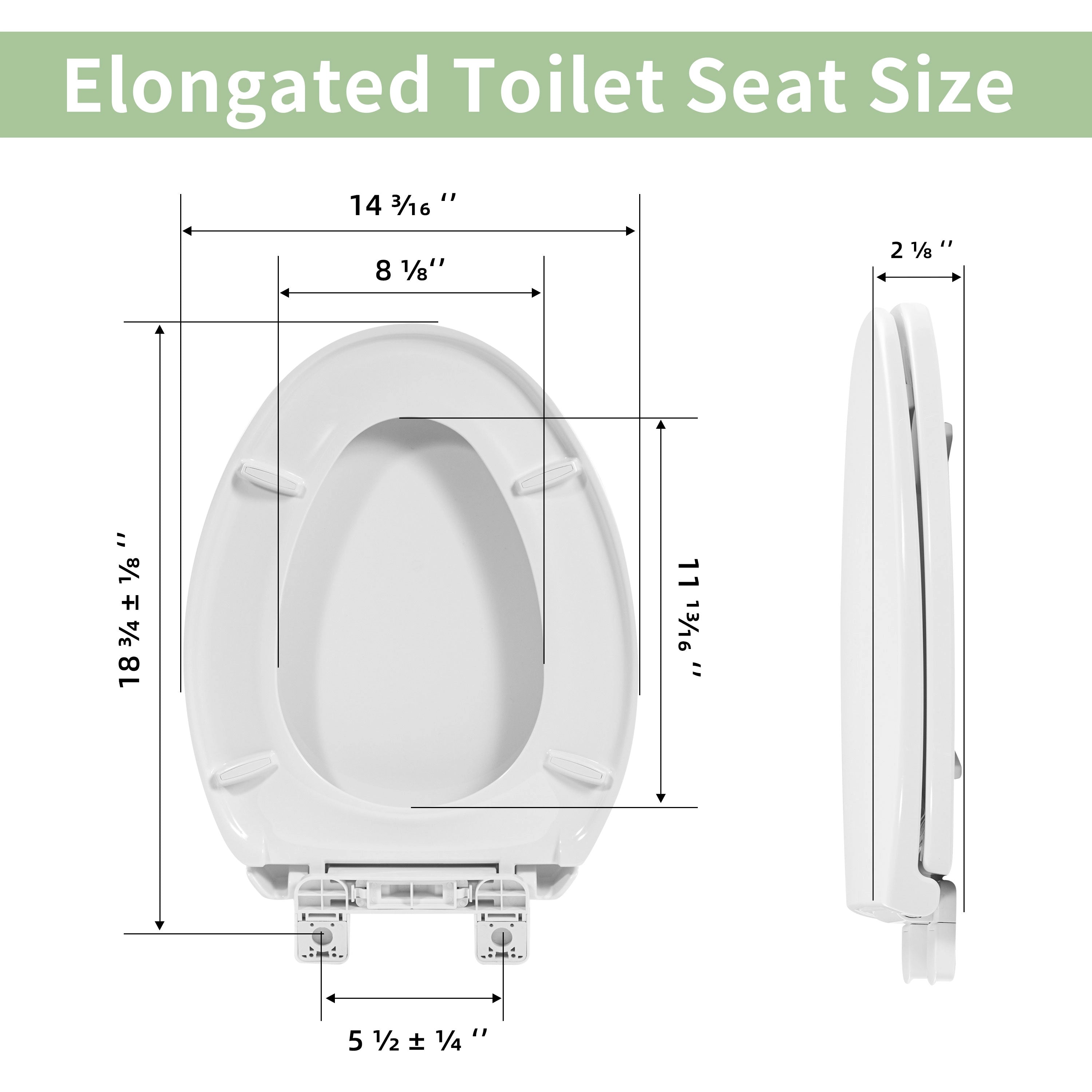 FBJ Oval Plastic Toilet Seat Soft Close in White, No Slam & Easy to Clean-I1201S