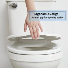 FBJ Round Plastic Toilet Seat Soft Close No Slam, White-I1200S