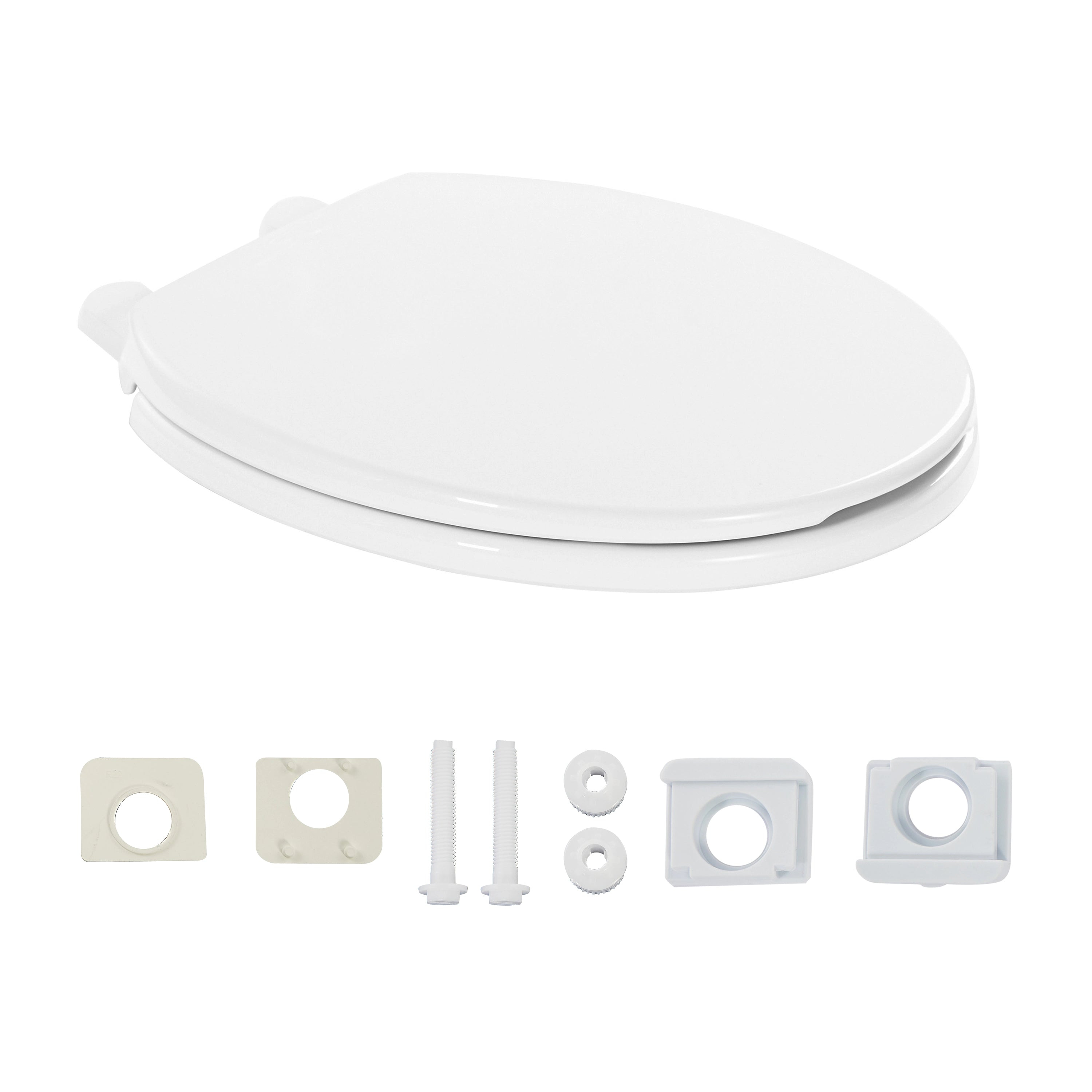 FBJ Round Plastic Toilet Seat Soft Close No Slam, White-I1200S
