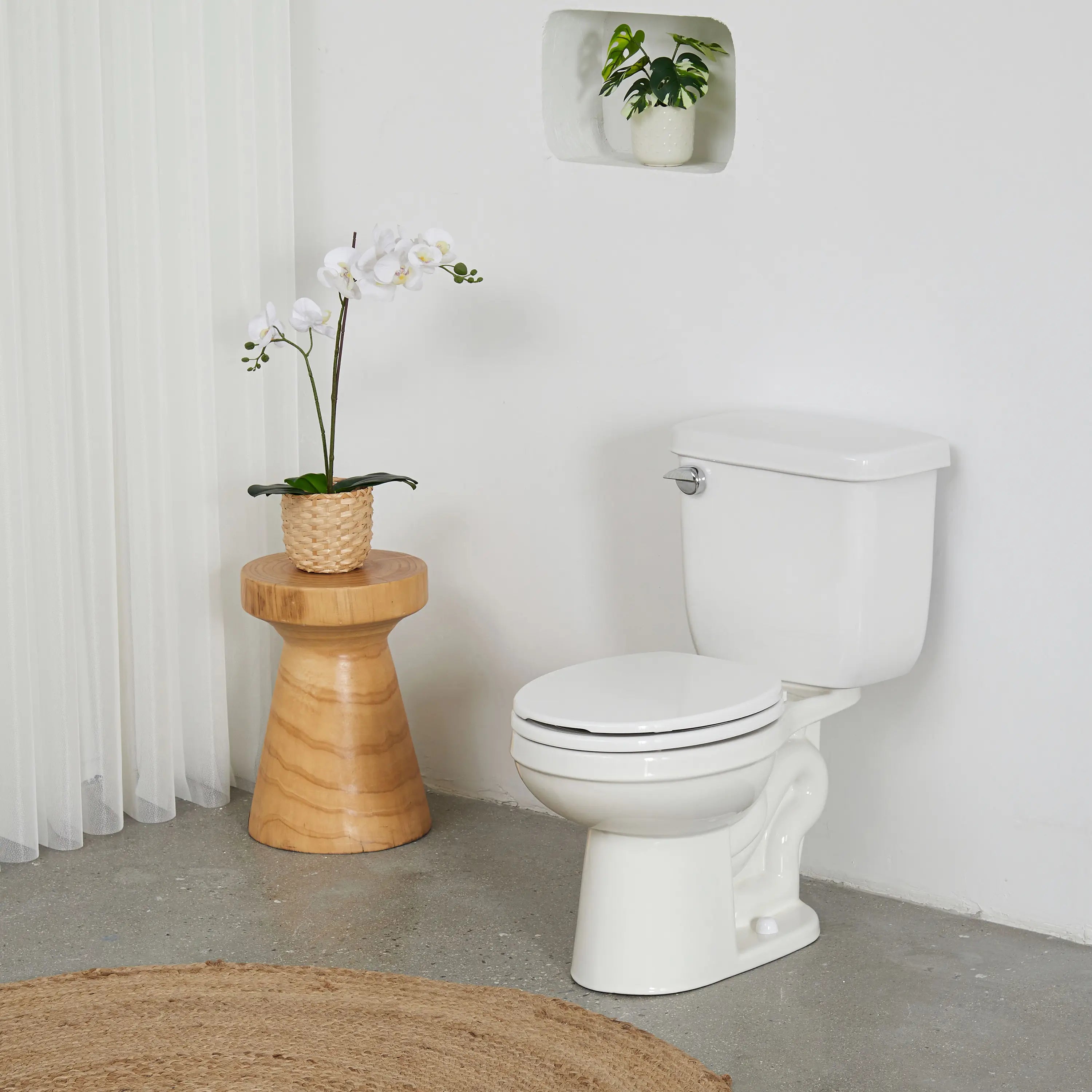 FBJ Round Plastic Toilet Seat Soft Close No Slam, White-I1200S