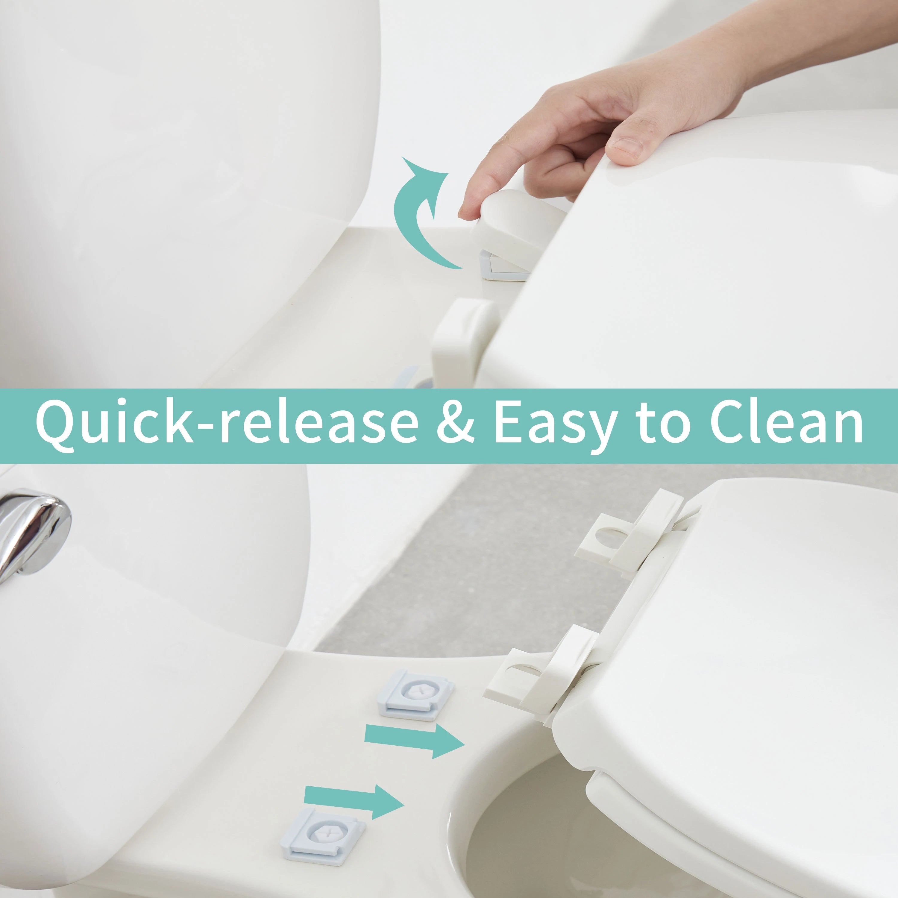 FBJ 400 Pound Slow Close Heavy Duty Oval Plastic Toilet Seat in White No Slam