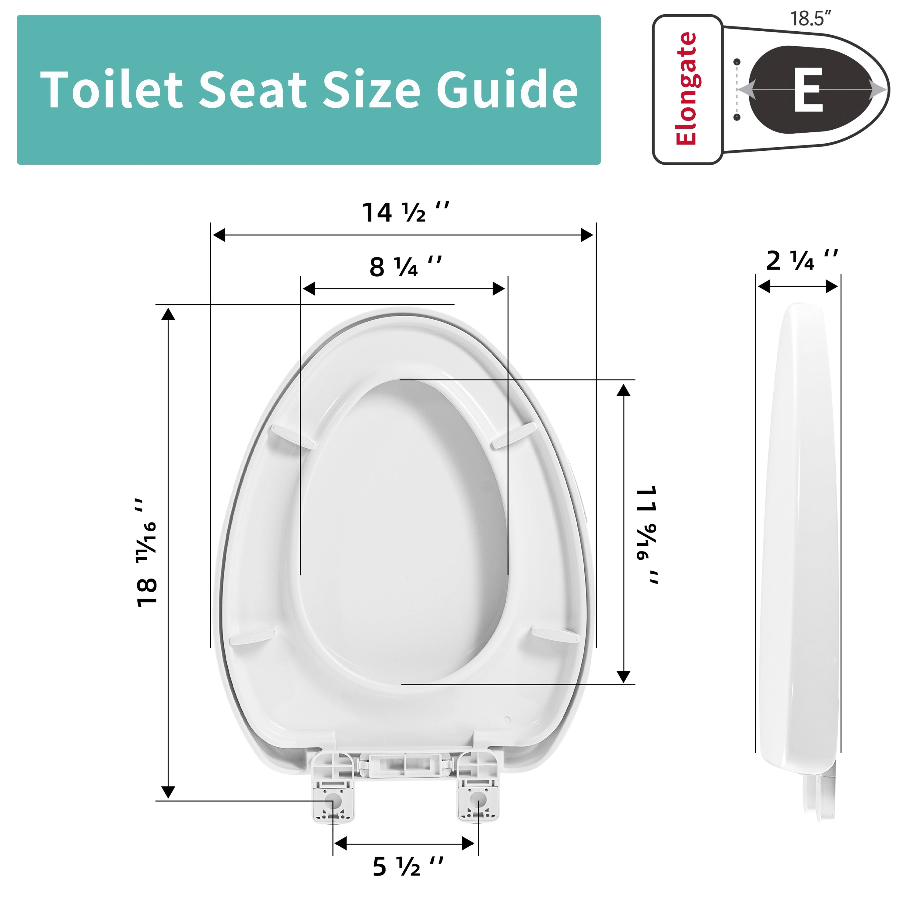 FBJ 400 Pound Slow Close Heavy Duty Oval Plastic Toilet Seat in White No Slam