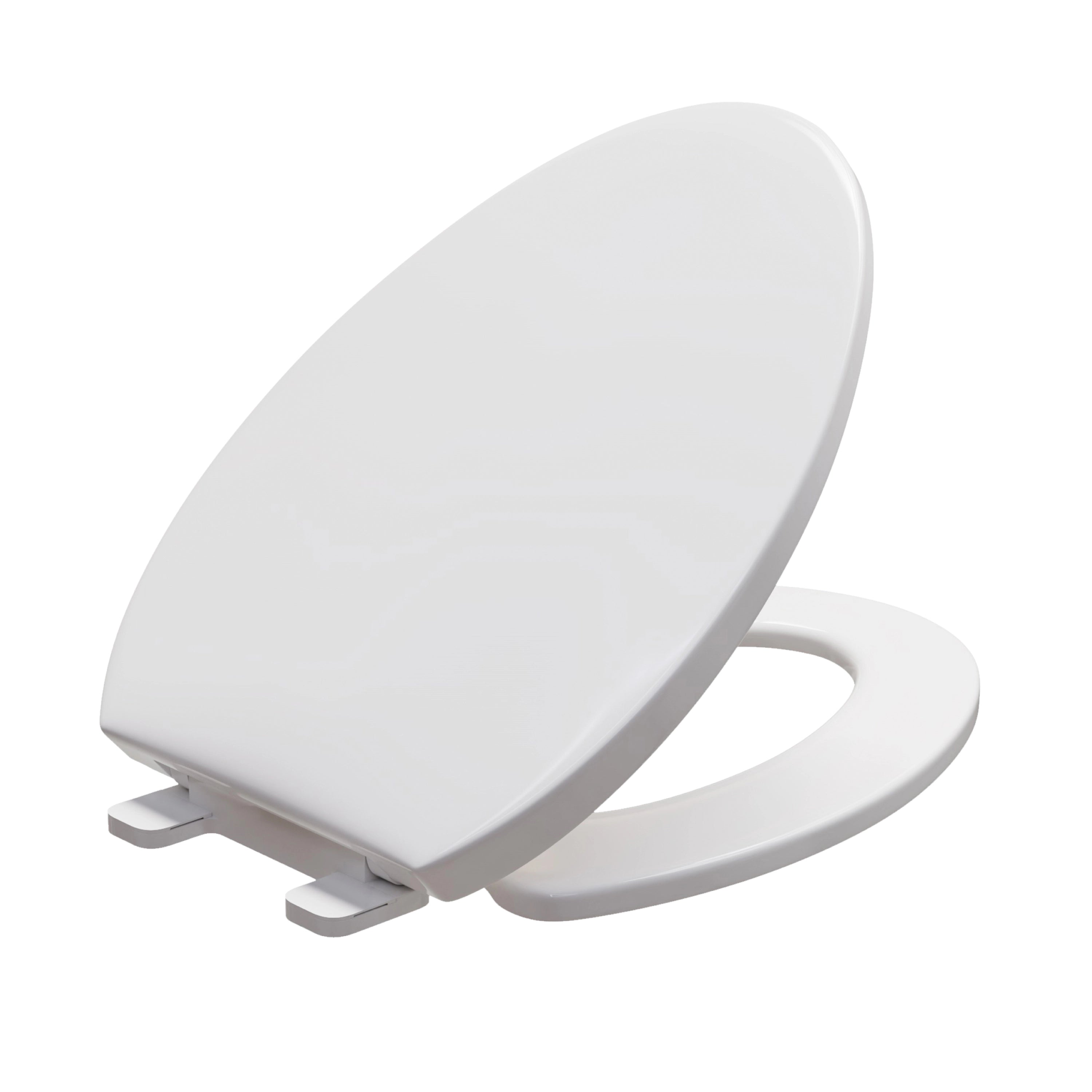 FBJ Round Plastic Toilet Seat in White, Easy to Install-NS7-E