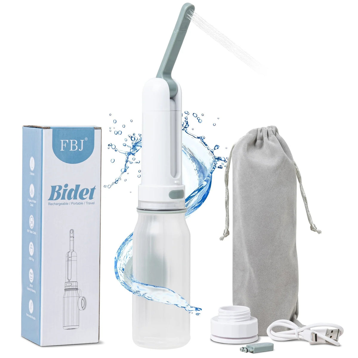 Electric Portable Travel Bidet for Personal Hygiene, 3 Water Pressure Modes, IPX7 Waterproof, 450mAh USB-C Rechargeable, 260ml Large Capacity for Home, Camping & Outdoor Use